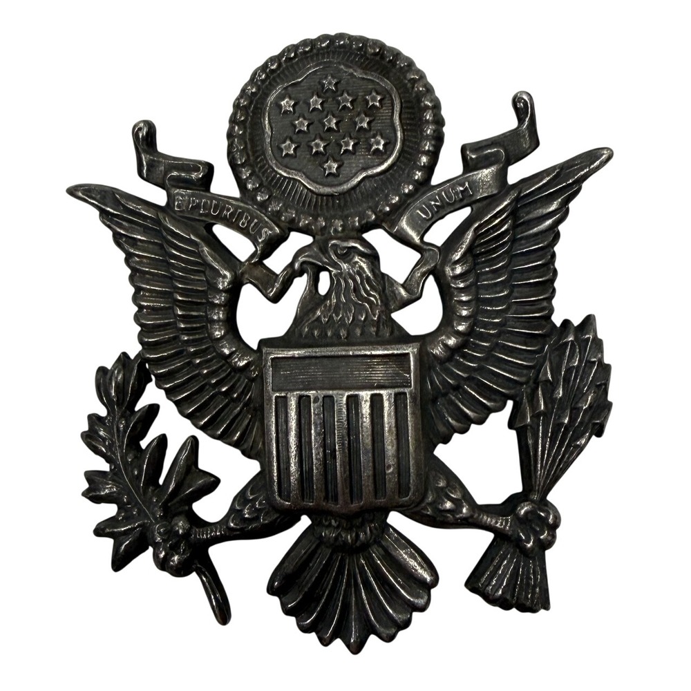 Vintage NS Meyer Inc New York US Army Officer Hat Badge Insignia Screw Back